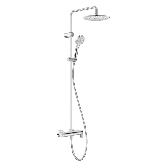 Duravit Wave Duschsystem, Einhebel-Brausemischer, Chrom HG, Höhe 1124mm, Brauseschlauch 1600mm, Handbrause/Kopfbrause