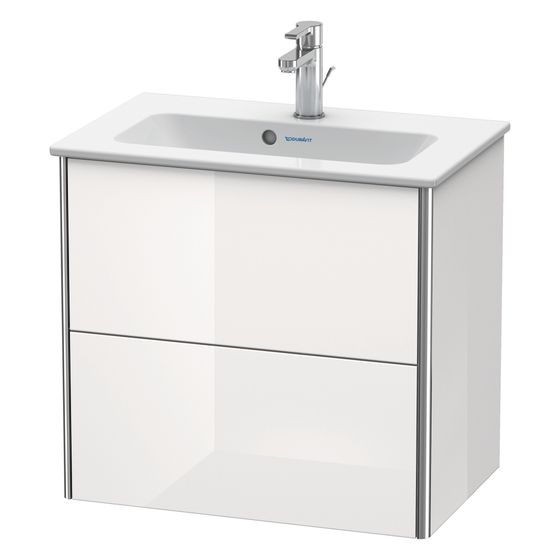 Duravit XSquare Waschtischunterbau wandhäng. 388x610x560mm Compact, Taupe SDM, Grifflos, 2 SK, Aus./Schürze