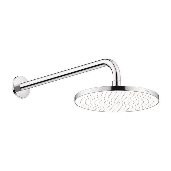 Duravit Kopfbrausenset Minus Flow, Chrom/Weiß Hochglanz, Metall/Kunststoff, 9l/min, d. 230mm, rund Brausearm 410mm