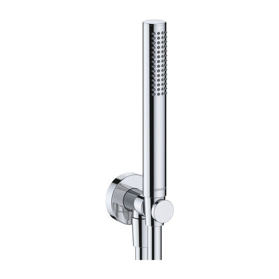 Duravit Wandanschlussbogenset Rund, Chrom HG, Rosette rund, Rückflussverhinderer, 9 l/min bei 3bar, feste Handbrausehalterung