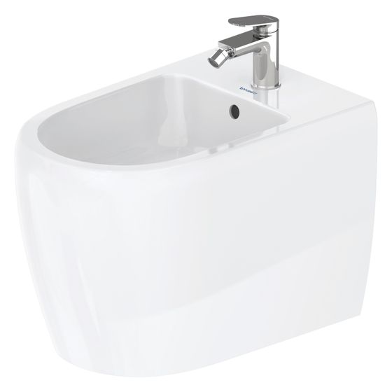 Duravit Qatego Stand Bidet 600x390x400mm, Weiß Hochglanz, 1 HL, mit Überlauf, Back to wall, mit verd. Befestigung