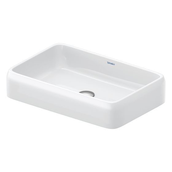 Duravit Qatego Aufsatzbecken 600mm, Weiß Hochglanz, Rechteckig, ohne Überlauf und HLB, Geschliffen