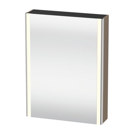 Duravit XSquare Spiegelschrank Wandmontage 155x600x800mm, Leinen, Tür R, 2 Glasfachböden, 1 Holzfachboden, 27W