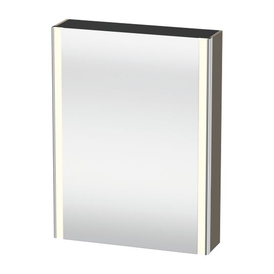 Duravit XSquare Spiegelschrank Wandmontage 155x600x800mm, Flanell Grau, Tür R, 2 Glas-FB, 1 Holz-FB, 27W, CH, Steckd. J