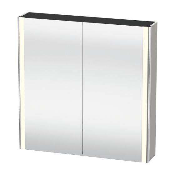 Duravit XSquare Spiegelschrank Wandmontage 155x800x800mm, Betongrau, 2 Türen L/R, 2 Glasfachböden, 1 Holzfachboden, 27W, F