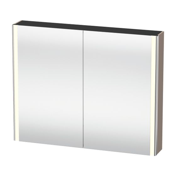 Duravit XSquare Spiegelschrank Wandmontage 155x1000x800mm, Basalt, 2 Türen L/R, 2 Glasfachböden, 1 Holzfachboden, 27W, CH