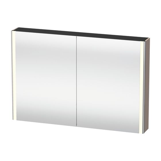 Duravit XSquare Spiegelschrank Wandmontage 155x1200x800mm, Basalt, 2 Türen L/R, 2 Glasfachböden, 1 Holzfachboden, 27W