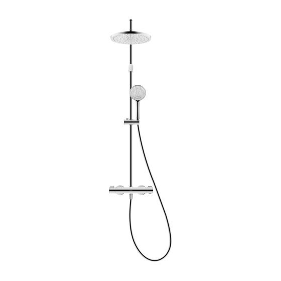Duravit Shower Systems Duschsystem Chrom HG, Thermostat, Kopfbrause 250mm, 14,5l/min Handbrause, 18,5l/min Kopfbrause