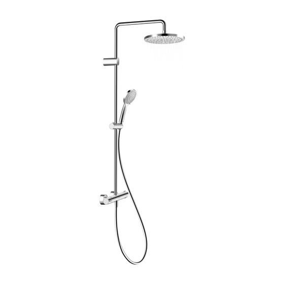 Duravit Wave Duschsystem, Einhebel-Brausemischer, Chrom HG, Höhe 1124mm, Brauseschlauch 1600mm, Handbrause/Kopfbrause