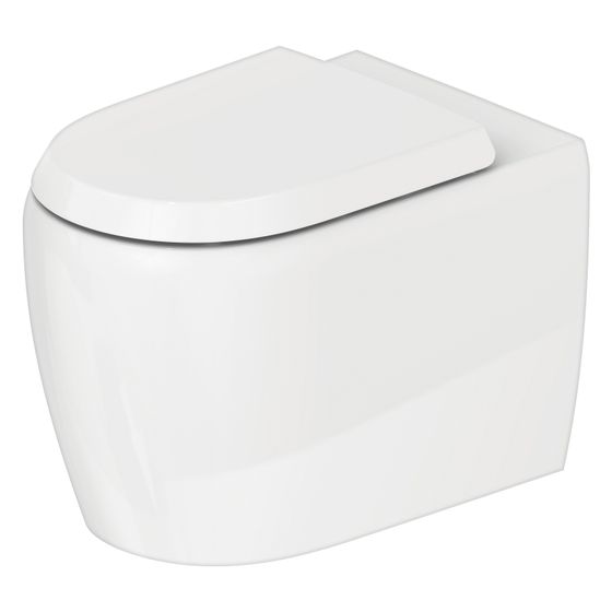 Duravit Qatego Stand WC 600x390x400mm, Weiß Hochglanz, Back to wall, 4,5/3l, Tiefspüler, rimless, waagerecht, Verdrängung