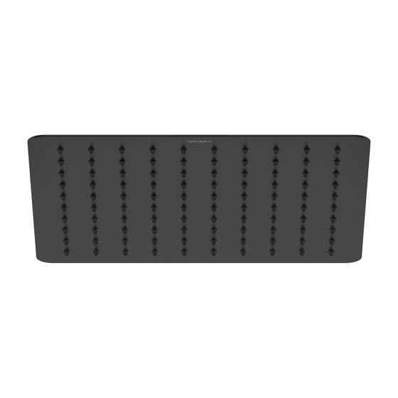 Duravit Kopfbrause, Mattschwarz, Edelstahl, Eckig, 300x300mm, 26l/min, Rain, Decken-/Wandmontage