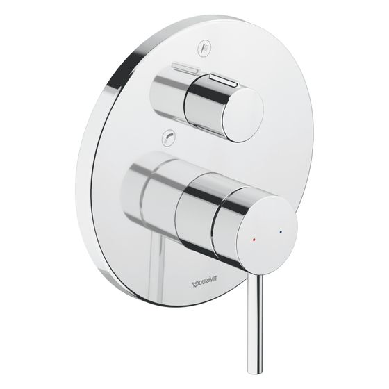 Duravit Circle Einhebel-Wannenmischer Unterputz, 2 Verbraucher, Chrom, 22,5l/min, Rosette rund, Handbrause, Wanneneinlauf, Umst.
