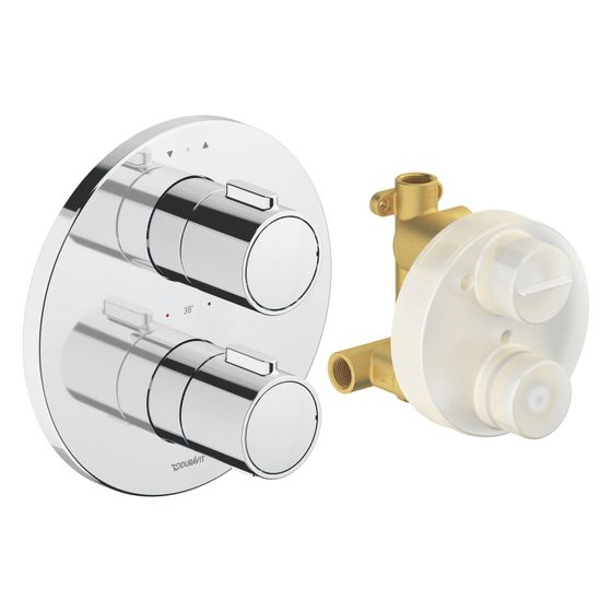 Duravit Thermostatarmaturen Thermostat Unterputz Set, 2 Verbraucher, Chrom, 24l/min, Rosette rund, 170x170mm