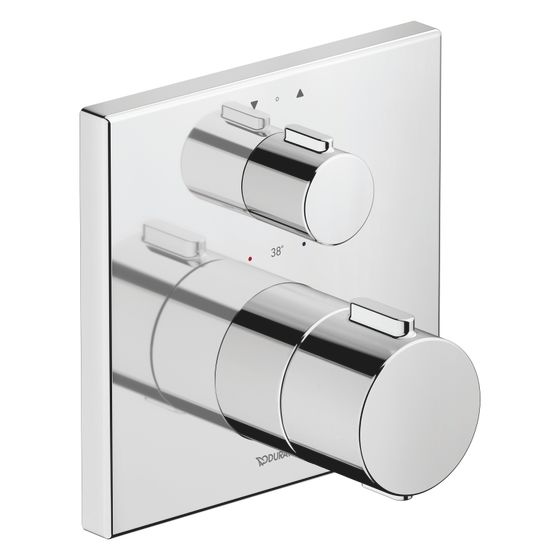 Duravit Thermostatarmaturen Thermostat Unterputz, 2 Verbraucher, Chrom, 20, 5l/min, Rosette eckig, 150x150mm