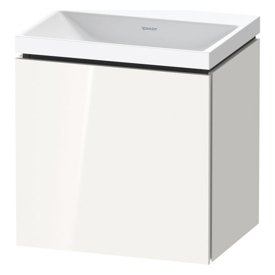 Duravit L-Cube Waschtisch-Set C-shaped wh Dekor 350x450x480mm, 1 Tür L, Weiß Hochglanz, Grifflos, mit Möbel-WT 26504532D0