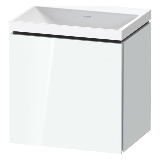 Duravit L-Cube Waschtisch-Set C-shaped wh Dekor 350x450x480mm, 1 Tür L, Weiß Hochglanz, Lack, Grifflos, mit Möbel-WT 26504532D0