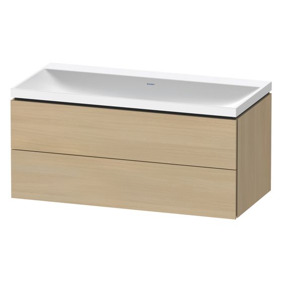 Duravit L-Cube Waschtisch-Set C-shaped wh Dekor, 480x1000x480mm, Mediterrane Eiche, 2 Schubkästen Grifflos mit MWT 26501032D0