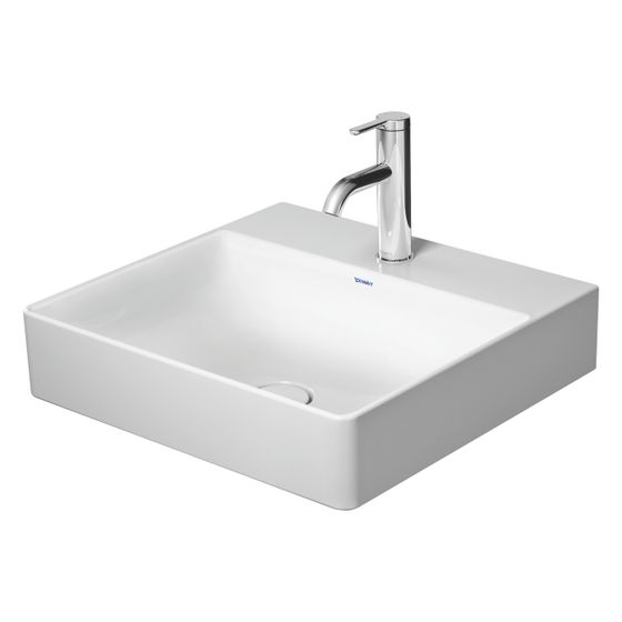 Duravit DuraSquare Waschtisch 470x500x145mm, WonderGliss, Weiß Hochglanz, Rechteckig, 1 WP mittig, ohne ÜL, geschliffen