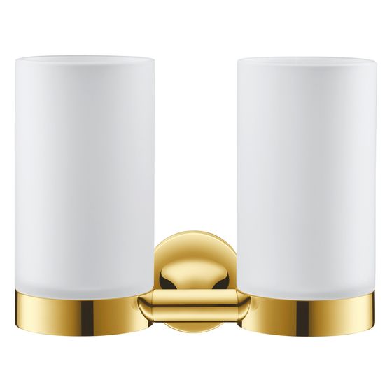 Duravit Starck T Zahnputzbecher doppelt wandhäng., Position R L, 170x98x140mm, Gold poliert, Glas Mattweiß