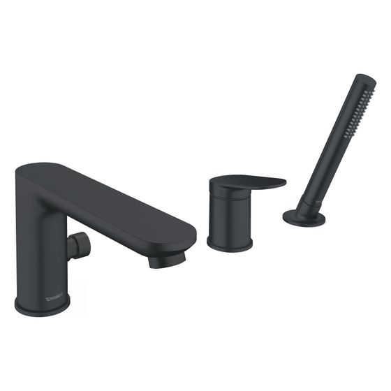 Duravit Wave 3-Loch Wannenarmatur Keramikmischsystem, Mattschwarz, 27l/min Durchflussmenge bei 3bar, 1/2