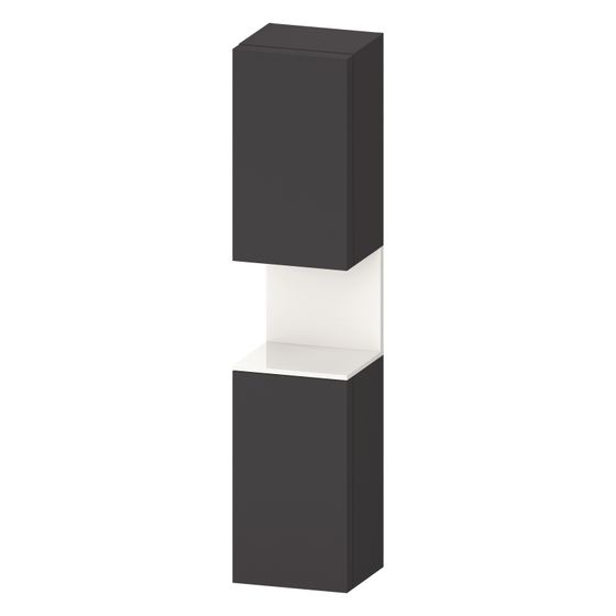 Duravit Qatego Hochschrank Dekor 360x400x1760mm Graphit SM/Weiß HG, 2 Türen R, Grifflos, 2 Glas-FB, 1 oF mitte, 70mm Tip-on
