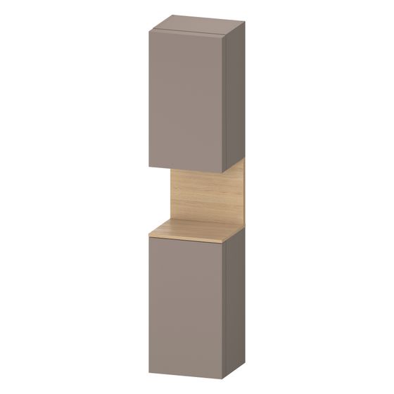 Duravit Qatego Hochschrank Dekor 360x400x1760mm Basalt Matt/Natur Eiche Matt, 2 Türen R, Grifflos, 2 Glas-FB, 1 oF M, 70mm NiBel