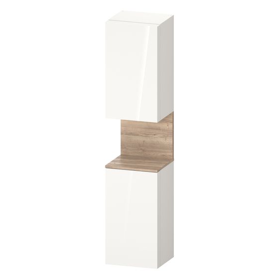 Duravit Qatego Hochschrank Dekor 360x400x1760mm Weiß HG/Eiche Marmoriert Matt, 2 Tür R, Grifflos, 2 Glas-FB, 1 oF M, 70mm NiBel