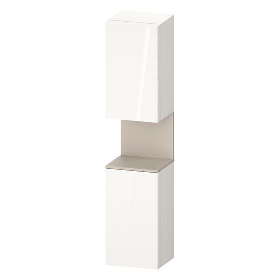 Duravit Qatego Hochschrank Dekor 360x400x1760mm Weiß HG/Taupe Matt, 2 Türen R, Grifflos, 2 Glas-FB, 1 oF mitte, 70mm Ni-Bel