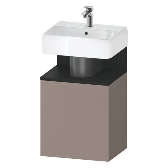 Duravit Qatego Waschtischunterbau wandh. 350x440x645mm L, Basalt Matt/Eiche Mattschwarz Grifflos 1 Tür, Tip-on