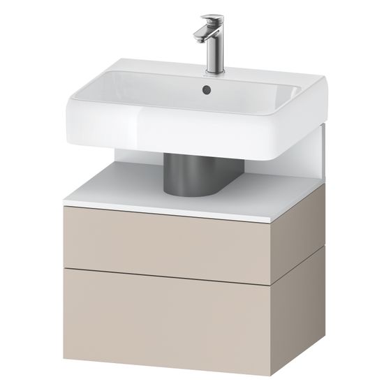 Duravit Qatego Waschtischunterbau wandh 470x590x590mm Taupe Matt/Mattweiß, Grifflos, 1 AZ/SK, QA4393018910010