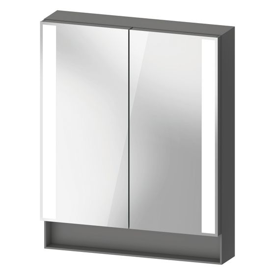 Duravit Qatego Spiegelschrank Wandmontage 155x600x750mm, Graphit, 2 Türen L/R, 2 Glasfachböden, 20W, Steckd. F m.In-Bel
