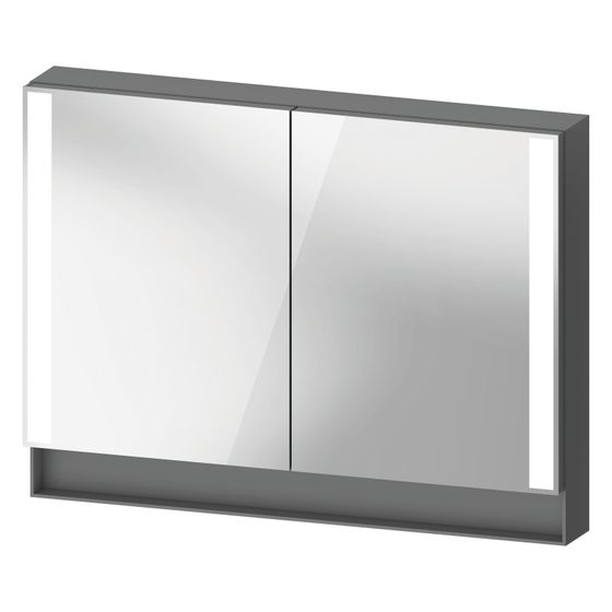 Duravit Qatego Spiegelschrank Wandmontage 155x1000x750mm, Graphit, 2 Türen L/R, 2 Glasfachböden, 25W, Steckd. E m.In-Bel