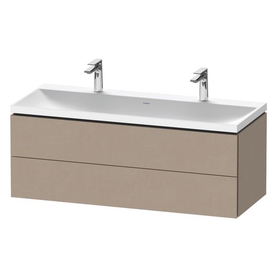 Duravit L-Cube Waschtisch-Set C-shaped wh Echtholzfurnier, 480x1200x480mm, Leinen, 2 Schubkästen, Grifflos
