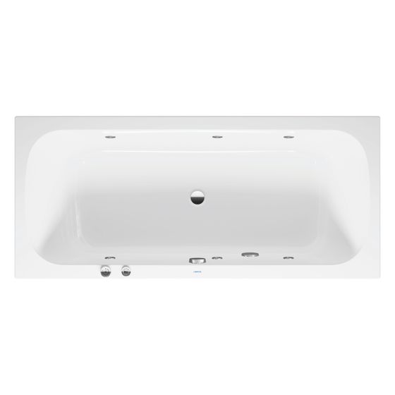 Duravit Qatego Whirlwanne Rechteckig, Einbau, 800x1800x480mm, Jet-System, 2 Rückenschrägen, 280l, Weiß glänzend