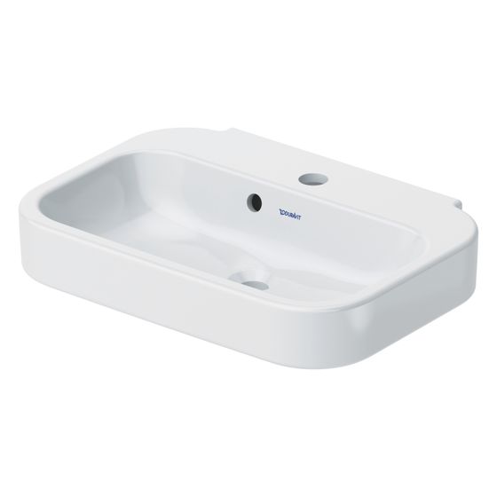 Duravit Happy D.2 Handwaschbecken 360x500x145mm, Weiß Hochglanz, Rechteckig,1 Waschplatz/HL mittig, mit Überlauf