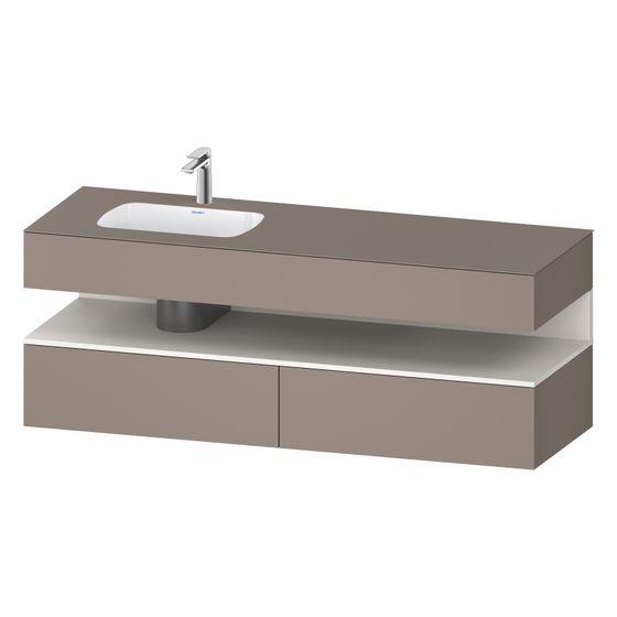 Duravit Qatego Einbauwaschtisch mit Konsolenwaschtischunterbau 500x1600x600mm Weiß SM/Basalt Matt, Ni-Bel. 2 Auszüge