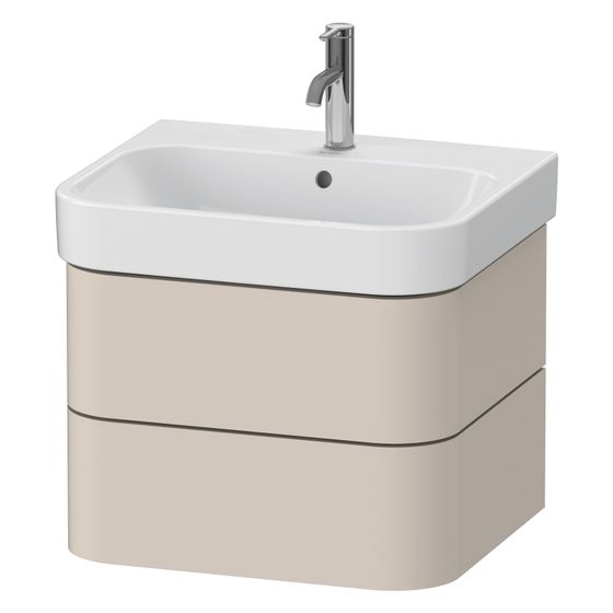 Duravit Happy D.2 Waschtischunterbau wandhäng. 490x575x415mm, Taupe SM, Grifflos, 2 SK, Ausschnitt/Schürze