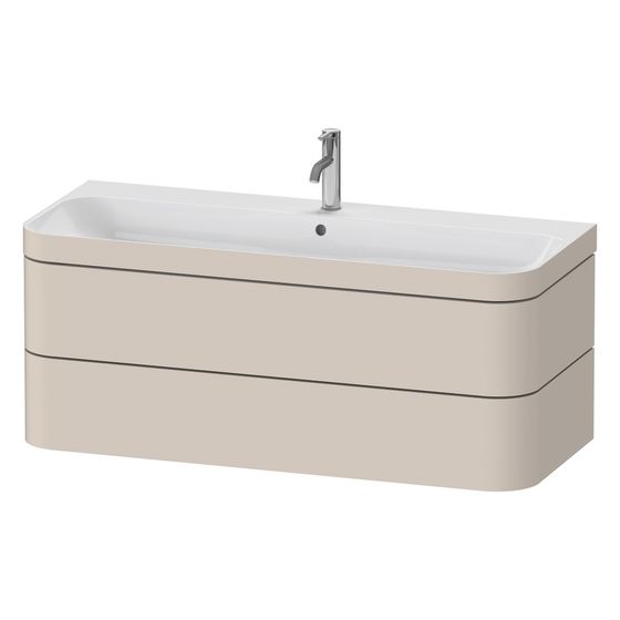 Duravit Happy D.2 Waschtisch-Set C-bonded wh Lack, 490x1175x480mm, Taupe SM, 2 Schubkästen, Grifflos, 1 HL