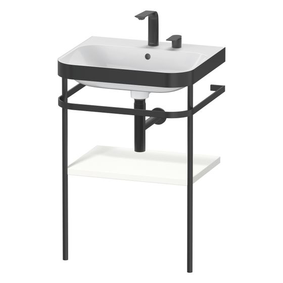 Duravit Happy D.2 Waschtisch-Set C-bonded Metallkonsole Dekor 490x575x850mm, Weiß SM, Grifflos, mit Möbel-WT, 2 Hahnlöcher