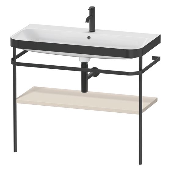 Duravit Happy D.2 Waschtisch-Set C-bonded Metallkonsole Lack 490x975x850mm, Taupe SM, Grifflos, mit Möbel-WT, 1 HL