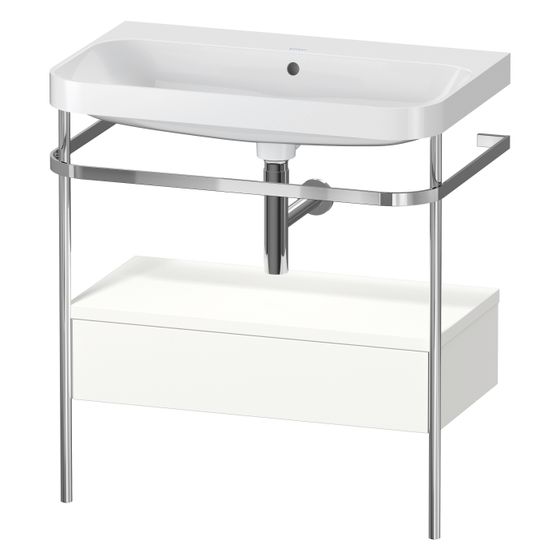 Duravit Happy D.2 Waschtisch-Set C-shaped Metallkonsole, SK Dekor, 490x775x850mm, Weiß SM, 1 Schubkasten, Grifflos