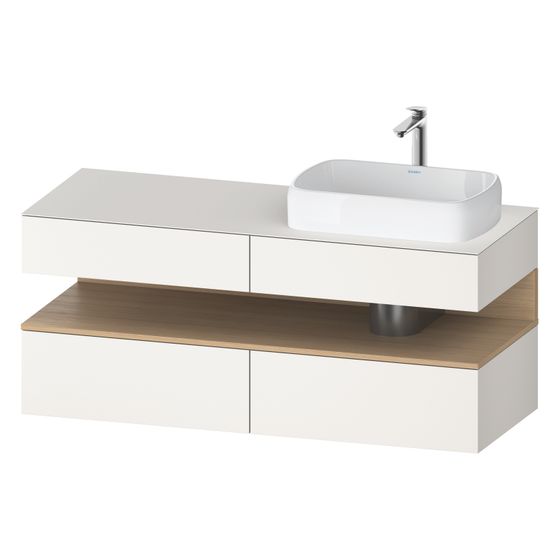 Duravit Qatego Konsolenwaschtischunterbau wandh 550x1400x600mm 1 oF R, Weiß SM/Natur Eiche Matt, Dekor/Lack 2 SK o.Gr. Ni-Bel