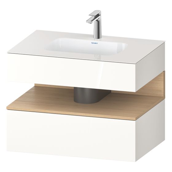 Duravit Qatego Einbauwaschtisch mit Konsolenwaschtischunterbau 550x800x600mm Natur Eiche Matt/Weiß HG, Dekor, 1 AZ o.Gr. Ni-Bel