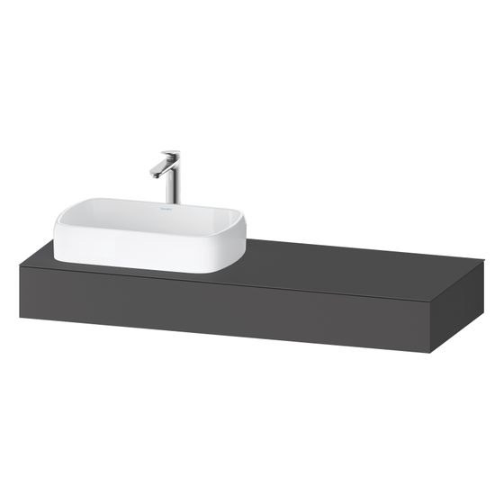Duravit Qatego Konsole 550x1400x170mm, 1 Ausschnitt/Waschplatz, Graphit Matt, ohne Konsolenträger, L