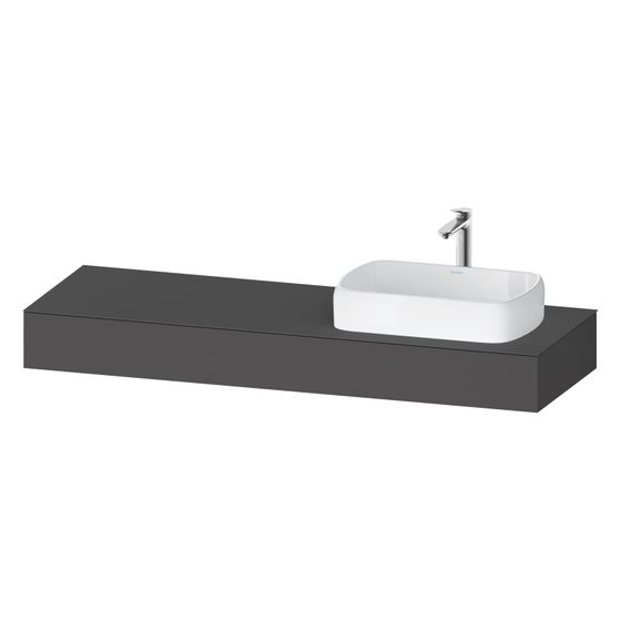 Duravit Qatego Konsole 550x1600x170mm, 1 Ausschnitt/Waschplatz, Graphit Matt, ohne Konsolenträger, R