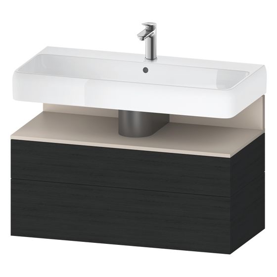 Duravit Qatego Waschtischunterbau wandh 470x990x590mm Eiche Mattschwarz/Taupe Matt, Grifflos, 1 AZ/SK, QA4395091160000