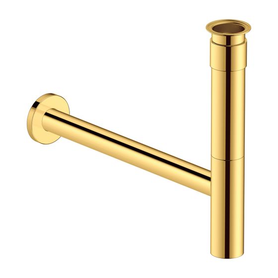 Duravit Universal Designsiphon Gold poliert, Messing, waagerecht, geeignet für Waschtisch