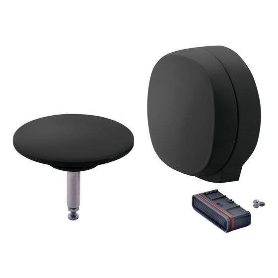 Duravit Ausstattungs-Set, Mattschwarz, inklusive Drehgriff, Abdeckung Wanneneinlauf, Perlator, Ventilkegel, für Badewannen