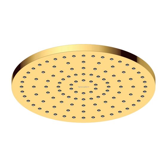 Duravit Kopfbrause, Gold poliert, Kunststoff, MinusFlow, Rund, d. Kopfbrause 250mm, 9l/min, Rain, Decken-/Wandmontage