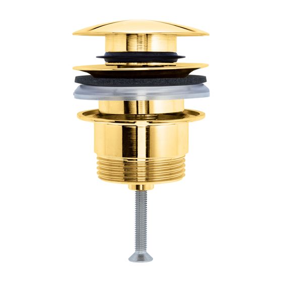 Duravit Push-open Ventil Universal, Gold poliert, geeignet für Waschtisch mit Überlauf, d.63,5mm